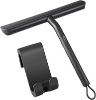 Vinabo Silicone Squeegee Shower Cleaner with Hook, Black Shower Scraper for Bathroom, Kitchen, Car, Window and Glass Cleaning