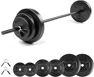 Phoenix Fitness Barbell Weight Set - 20kg Adjustable Barbell Set for Men and Women - Knurled Bar for Exercise, Muscle & Strength Training at Home & Gym - Weight: up to 20kg