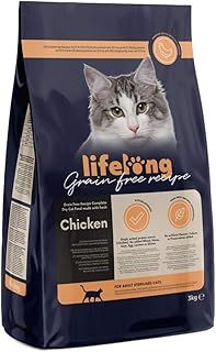 Amazon Brand - Lifelong - Dry Cat Food for Sterilised Cats, Grainfree Light Recipe with Fresh Chicken, 1 Pack of 3kg