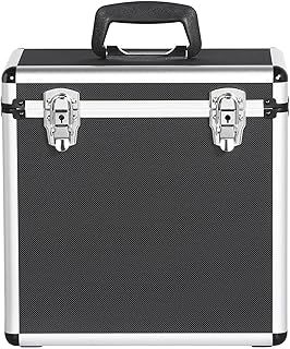LP Storage Case 12" Vinyl Record Box Portable Aluminum DJ Box Lockable Flight Carry Case, Holds up to 50PCS, Black