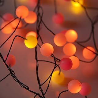 Premium LED Cluster Lights. Christmas Garland Fairy Lights. Red, Orange and Yellow (120 LED Berry Sunset (Black Wire))