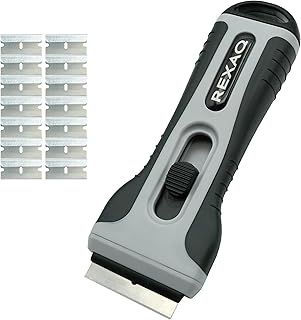 REXAQ® Cleaning Scraper Tool, Removes Stubborn Stains, Dirt and Paint, Ideal for Glass, Ceramic Cooktops, Ovens, Tiles, Windows, & Burnt Iron Plates