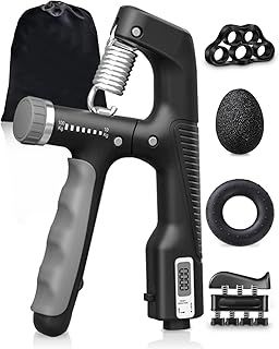 Grip Strengthener Set with Digital, Hand Grip Strengthener 10-100kg Forearm Strengthener Finger 5 Pack Adjustable Resistance Hand Gripper for Improved Hand Exerciser and Hand Injury Recovery