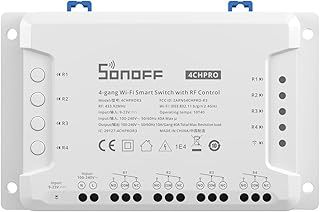 SONOFF 4-gang 2.4 GHZ WiFi Smart Switch with RF Control Remote Control Smart Time Function, Compatible with Alexa and Google Home, No Hub Required, 4CHPROR3