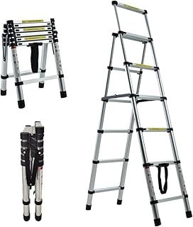 5+6 Step Extendable Ladders Combination Ladder Aluminum Multi Purpose Ladder for Home Garden Office Garage,Easy to store,Max Loading 330Lbs