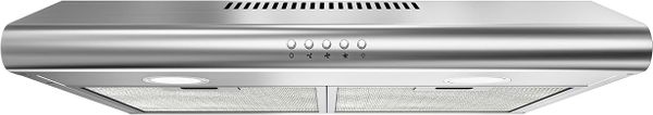 FIREGAS Visor Cooker Hood 60 cm, Brushless Motor Extractor Hood Under Cabinet Hood Wall Mounted Extractor Fan, 250 m³/h, Top & Rear Venting, Silver
