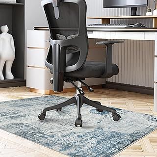 Famibay Office Chair Mat for Hardwood Floors 90x120cm Computuer Desk Chair Floor Protector Mat Blue for Hard Wooden Tile Floors Anti Skidding Washable(Blue, 90x120cm)