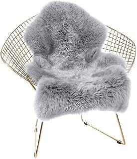 Faux lambskin sheepskin rug (23.6 x 35.4inch (W) x (L)), lambskin imitation rug, longhair fur, Leather Polyester, Faux Fleece Chair Cover Seat Pad Soft Fluffy Shaggy Area Rugs
