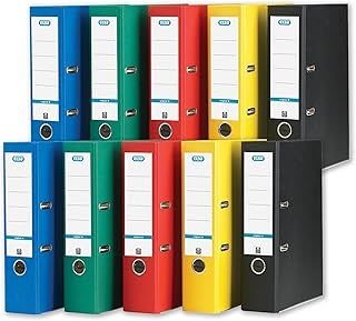 Elba A4 Lever Arch File, Assorted Colours, Pack of 10 Heavy Duty Folders, 80mm