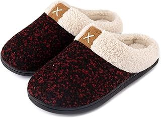 ULTRAIDEAS Ladies' Cozy Memory Foam Slippers Fuzzy Wool-Like Plush Fleece Lined House Shoes w/Indoor, Outdoor Anti-Skid Rubber Sole