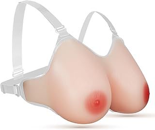 Triangle Shape Silicone Breast Forms Fake Boobs with Strap Adjustable Size Crossdresser Cosplay