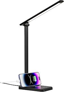 LED Desk Lamp with Dual Heads, 5 Color Modes & 10 Brightness Levels, Adjustable Reading Light for Home Office, Bedroom, Study, Craft (Black, Includes Adapter)