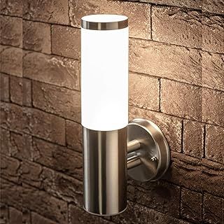Stainless Steel Silver Outdoor Outside Wall Light Indoor Garden Patio Porch Door Conservatory Decking Shed (Straight)