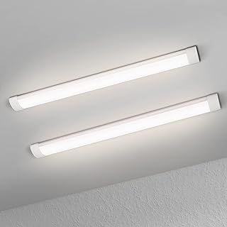 muzha 2 Packs LED Batten Lights，PC Body， 4FT 36W 4000k 3600lm,Low Profile Wall or Ceiling Surface Mounted Fitting for Home/Workshop/Office/School Restaurant (4FT)