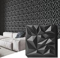 33-Pack 3D Wall Panels for Interior Decor, Modern Diamond Textured Accent Paneling for Gaming Living Room TV Background, 12 x 12 Inch Black