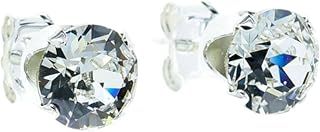 Women’s Sterling silver stud earrings are made with sparkling Diamond White crystals with gift box.