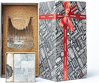 Whisky Gift Set - Large Old Fashioned Whisky Glass - 12pcs Whiskey Stones with Gift Box - Perfect Idea as Gift for Dad, Birthday Gift for Men & Women