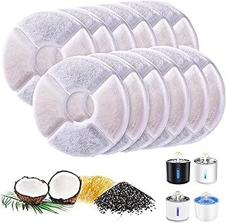 12Pack Cat Water Fountain Filters for Pet Flower Fountains Replacement Filters Round with Activated Carbon and Resin for Automatic Dog Drinking Dispenser