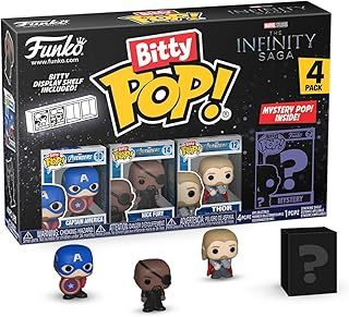 Funko Bitty Pop! Marvel - Captain America 4PK - Captain America (holding Shield), Nick Fury, Thor and A Surprise Mystery Mini Figure - 0.9 Inch (2.2 Cm) - Marvel Comics Collectable - Gift Idea
