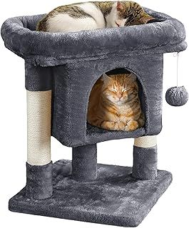 Yaheetech 59cm Basic Cat Tree Tower, Cat Scratching Post w/Oversized Perches, Condo and Hanging Ball, Cat Furniture Cat House for Cats Kittens Pets, Dark Grey