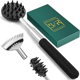 Telescoping Back Scratcher with 4Pcs Detachable Scratching Heads,Gifts for Men Dad Fathers Day Back Scratcher for Men/Women