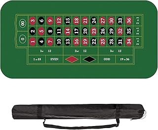 Roulette Casino Mat 180×90cm, Roll-up Poker Mat for Table with Carrying Bag, Professional Poker Table Mat Layout, Non-Slip Rubber Poker Table Top Cover for Parties, Poker Game Night