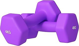 SPORTNOW Hex Dumbbells, Neoprene Weights Pair with Non-Slip Grip, Home Gym Fitness Training Equipment, 2 x 1.5kg, 2 x 2kg, 2 x 3kg, 2 x 4kg, 2 x 5kg, 2 x 6kg, Pink, Purple, Green, Blue, Orange, Grey