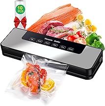 Vacuum Sealer, Hilifix 5-in-1 Food Vacuum Sealer Machine with 65 KPA Powerful Suction, 30MM Longer Seal Food Sealer for Dry and Moist Food Fresh Preservation with 10Pcs Vacuum Sealers Bags(Black)