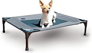 K&H Pet Products Cooling Elevated Dog Bed Outdoor Raised Cot with Washable Breathable Mesh, No-Slip Rubber Feet, Portable Cot Indoor Outdoor, Medium Grey/Black Mesh