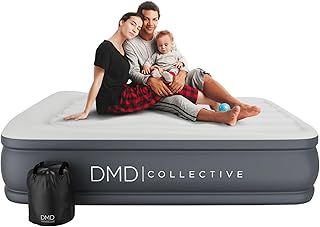 DMD® | Inflatable Air Mattress, Air Bed with Built-in Electric Pump, Self-Inflating/Deflation Blow Up In 3 Minutes Guest Airbed with Flocked Surface For Camping & Home Use (Double)