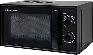 Russell Hobbs 17L Small Microwave Black Manual Textures 700W with 5 Power Levels & 30 min Timer, Defrost Function & Easy Clean, RHM1725B