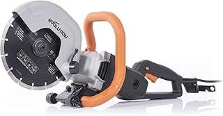 Evolution Power Tools R230DCT Disc Cutter, Concrete Saw, Cut Off Saw, For Cutting Concrete, Stone, Brick, Roof Tile & More - 2000W Motor, No Gas, 90 mm Cut, Incl Diamond Masonry Blade, 110V, 230mm