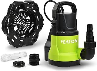 VEATON Automatic Submersible Pump, 750W 13000L/H Portable Water Removal Pump with Base, Check Valve Adapter for Swimming Pool, Hot Tub, Boat Covers, Water Beds, Rooftop, Shallow Pit Water
