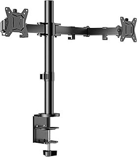 ErGear Dual Monitor Stand for 13 to 32 Inch Screens, Dual Monitor Arm Ergonomic Viewing Angle, Dual Monitor Mount - Adjustable Tilt 90°/ Swivel 180°/ Rotate 360°/ VESA 75/100mm