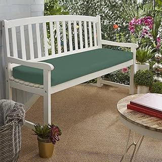 KISAA Living 2 Seater Water Resistant Outdoor Bench Pad Seat Cushion Garden Furniture Comfortable Removable Cover, Water Resistant Garden Bench Cushion (Green)
