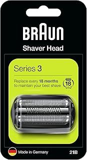 Braun Series 3 Electric Shaver Original Replacement Head, Easily Attach Your New Shaver Head, Compatible with All Series 3 Electric Shavers, 21B, Black