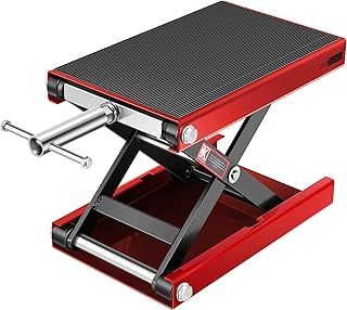 VIVOHOME Motorcycle Scissor Lift Jack Height Adjustable Heavy Duty Steel with Anti Slip Wide Deck Hoist Crank Center Stand 500KG Capacity for Motorcycles, ATVs, Dirt Bikes