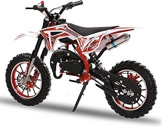 Gas Power Motocross Bike for Kids, 49cc 2-Stroke Kids Dirt Bike, Gas Powered Motocross Dirt Bike Off Road Mini Motorcycle Pocket Motorbike with Front Rear Disc Brakes, Birthday Gifts for Kids