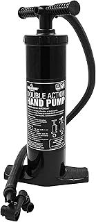 Milestone Camping 83530 Double Action Hand Operated Air Pump/Suitable For All Inflatables/Includes 3 Nozzles/Lightweight & Portable / 45cm x 20cm