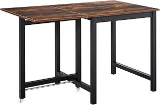 HOMCOM Foldable Dining Table Drop Leaf Folding Side Console Writing Desk for Kitchen, Dining Room, Rustic Brown