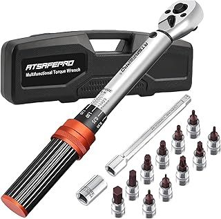 ATsafepro Bicycle Torque Wrench Set 5-25 Nm, 1/4 Inch Drive Click Torque Wrench Set with Dual Direction Adjustable 72 Tooth for Bike and Motorcycle Maintenance