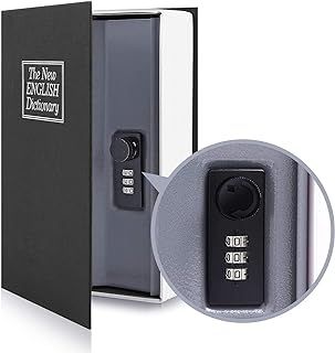 Book Safe with Combination Lock, Ohuhu Dictionary Money Box Secret Safe, Portable Hidden Safe with Code Lock, Safe Box for Home Office, Money Safe for Key Cash Jewelry, Black