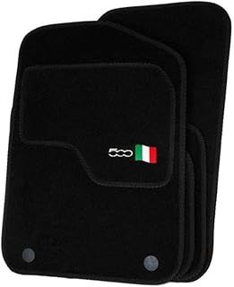 Precision 500 Logo On Black Car Mats For Fiat 500 2013-2020 Classic Black Trim - SS Mats