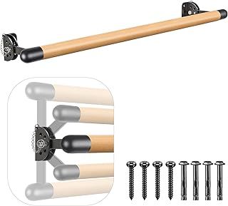 Kipika Wall Mounted Traditional Solid Wood Ballet Barre System, Freestanding Ballet Barre, Stretch/Dance Bar for Home Workout Dance Equipment, Durable Metal Support, Height Adjustment