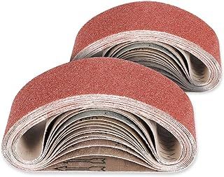 Jellas 26 PCS Aluminum Oxide Sanding Belts, 75 X 533 mm 40/60/80/120/180/240 Assorted Grits for Belt Sander and Grinder