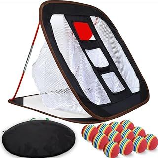 Golf Chipping Net Portable Golf Prctice Net with 12 Foam Golf Balls Pop Up Golf Net for Indoor and Outdoor