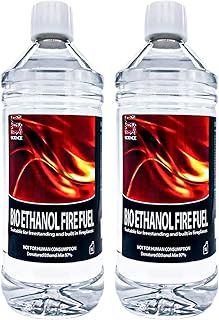 Premium Bioethanol Fuel, 2L Bio Ethanol Liquid Fuel for Fire Pits, Eco-friendly Renewable Energy for Bioethanol Fireplaces, High Purity Clean Burning for Stoves, Table Top Burners, 2 Pack
