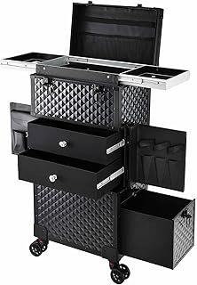 Multi-functional Beauty Trolley on Wheels Makeup Hairdressing Trolley Vanity Rolling Box Makeup Brushes Holder Make Up Station Nail Technician Storage Case With Drawers, Hair Tools Organiser Trays