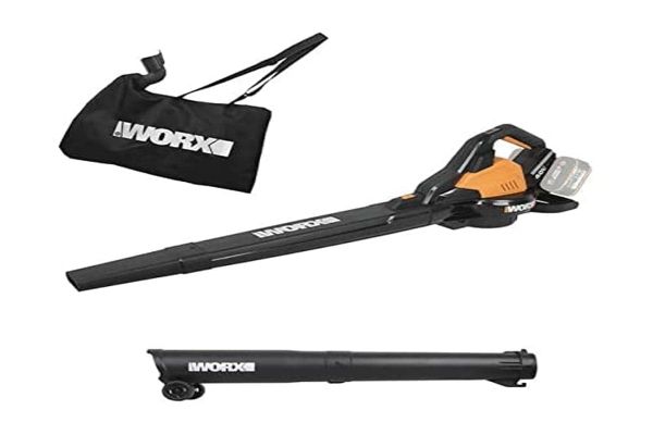 WORX WG583E.9 Cordless Leaf Blower/Leaf Vacuum Cleaner 40 V (2 x 20 V), 2 in 1 for Sweeping and Absorbing Foliage, Max. 575 m³/h Blowing Performance, 335 km/h Airflow Speed, 35 L Collection Bag