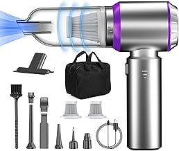 Car Vacuum Cleaner Cordless, Mini Vacuum Cleaner 22000PA High Suction, 4-in-1 Compressed Air Duster & Air Blower & Pump, Portable Handheld Vacuum with Brushless Motor for Home Camping (Dark silver)